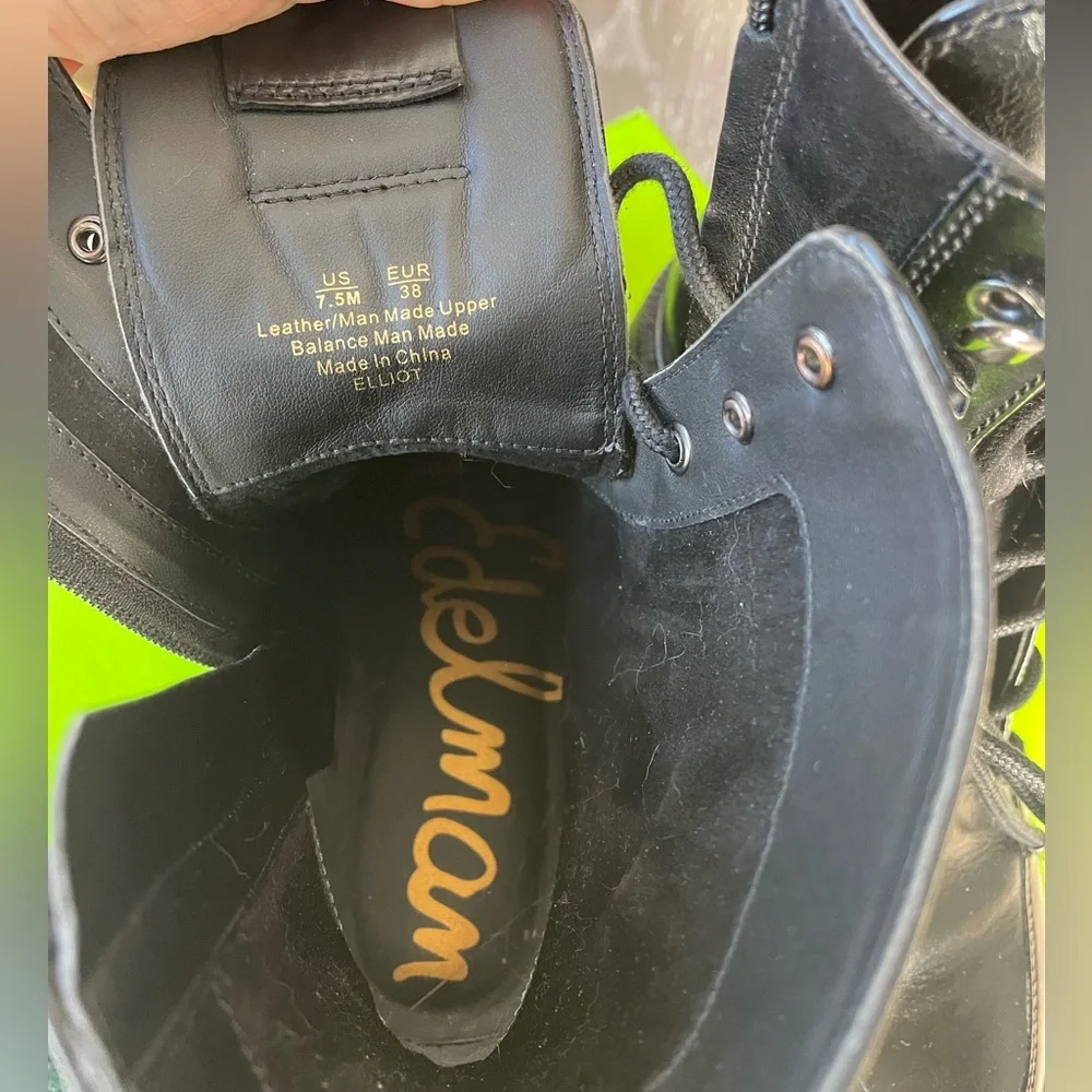 Sam Edelman Black Leather Women's Platform Boots - Picture 7 of 8